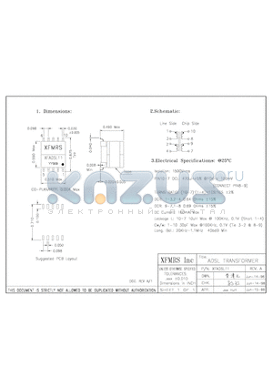 XFADSL11 datasheet - ADSL TRANSFORMER