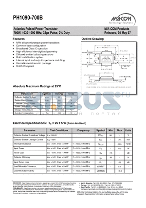 PH1090-700B datasheet - Avionics Pulsed Power Transistor