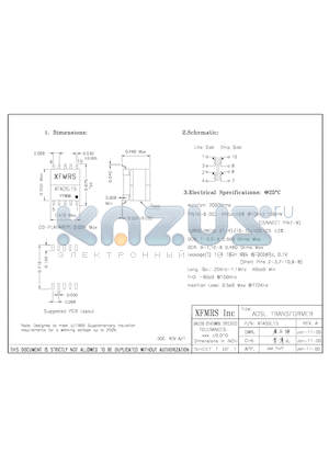 XFADSL15 datasheet - ADSL TRANSFORMER