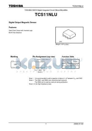 TCS11NLU datasheet - Digital Output Magnetic Sensor