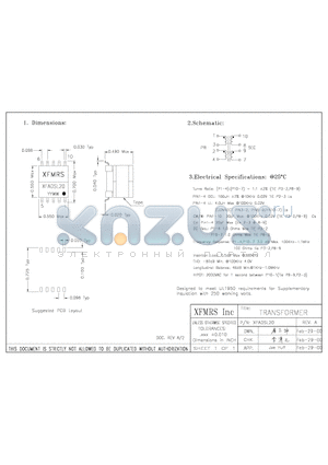 XFADSL20 datasheet - TRANSFORMER