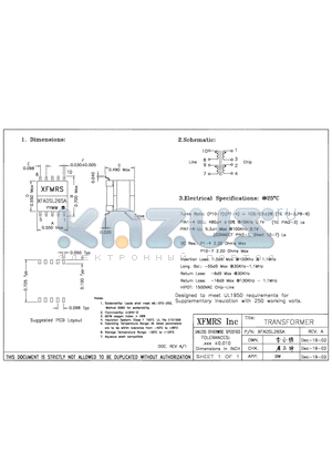 XFADSL26SA datasheet - TRANSFORMER