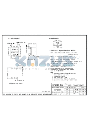 XFADSL27S datasheet - ADSL TRANSFORMER