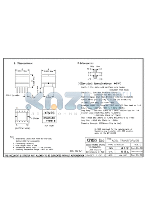 XFADSL30 datasheet - ADSL TRANSFORMER