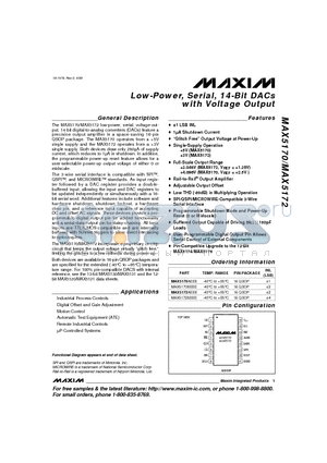 MAX5172 datasheet - Low-Power, Serial, 14-Bit DACs with Voltage Output