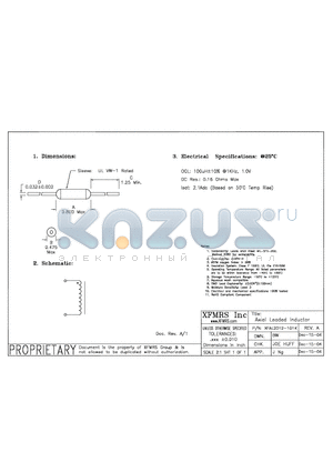 XFAL2012-101K datasheet - Axial Leaded Inductor