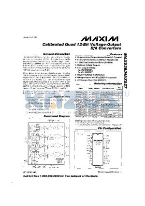 MAX526 datasheet - Galibrated Quad 12-Bit Voltage-Output D/A Converters
