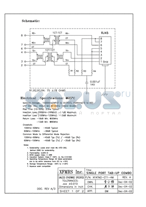 XFATM2-CT1-4M datasheet - SINGLE PORT TAB-UP COMBO