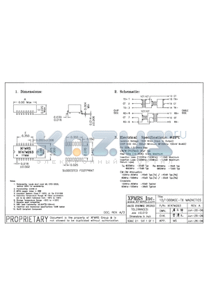 XFATM2B3 datasheet - 10/100BASE-TX MAGNETICS