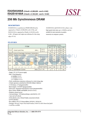 IS42S83200A-75TL datasheet - 256 Mb Synchronous DRAM