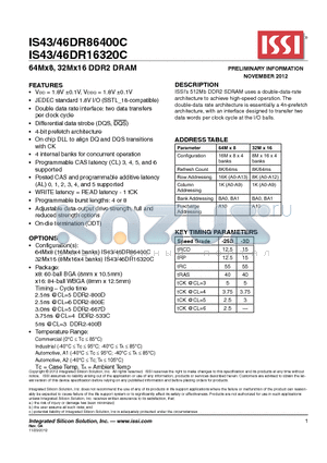 IS43DR86400C datasheet - 64Mx8, 32Mx16 DDR2 DRAM