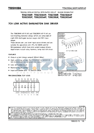 TD62304AP datasheet - 7CH LOW ACTIVE DARLINGTON SINK DRIVER