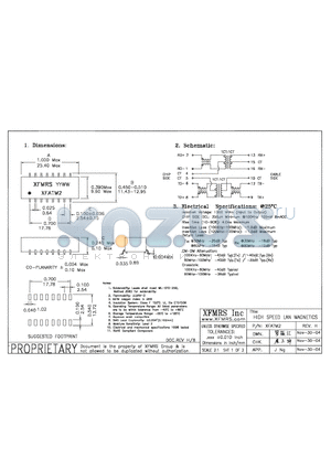 XFATM3 datasheet - HIGH SPEED SMT MAGNETIC MODULES FOR 10/100BASE-TX APPLICATIONS