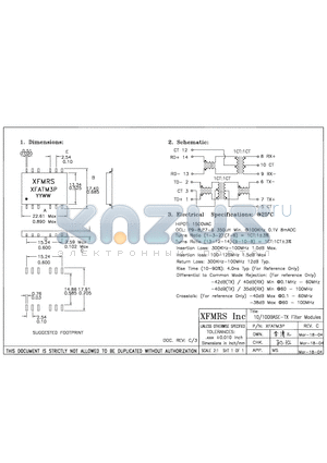 XFATM3P datasheet - 10/100BASE-TX Filter Modules