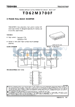 TD62M3700F datasheet - 3 PHASE FULL-WAVE INVERTER
