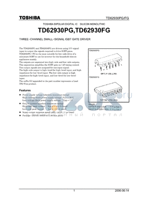 TD62930PG datasheet - THREE−CHANNEL SMALL−SIGNAL IGBT GATE DRIVER