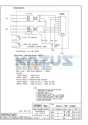 XFATM6A-CLYRGR1-4MS datasheet - SINGLE PORT COMBO