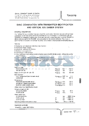 TDA3571B datasheet - SYNC COMBINATION WITH TRANSMITTER IDENTIFICATION AND VERTICAL 625 DIVIDER SYSTEM