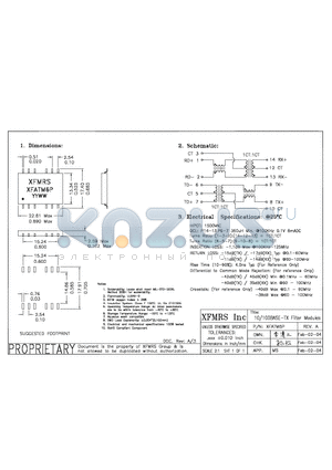 XFATM6P datasheet - 10/100BASE-TX Filter Modules