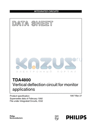 TDA4800 datasheet - Vertical deflection circuit for monitor applications
