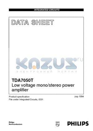 TDA7050T datasheet - Low voltage mono/stereo power amplifier