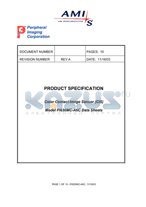 PI630MC-A6C datasheet - Color Contact Image Sensor (CIS)