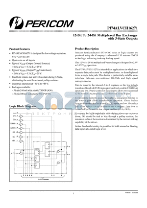 PI74ALVCH16271 datasheet - 12-Bit To 24-Bit Multiplexed Bus Exchanger with 3-State Outputs