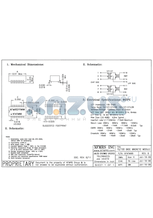 XFATM9B datasheet - 10/100 BASE MAGNETIC MODULE