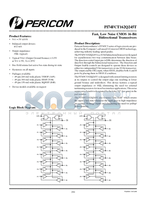 PI74FCT162Q245T datasheet - Fast, Low Noise CMOS 16-Bit Bidirectional Transceivers