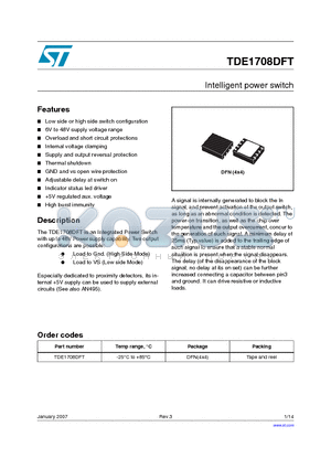 TDE1708DFT datasheet - Intelligent power switch