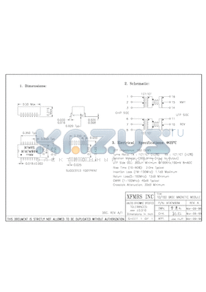 XFATM9BM datasheet - 10/100 BASE MAGNETIC MODULE