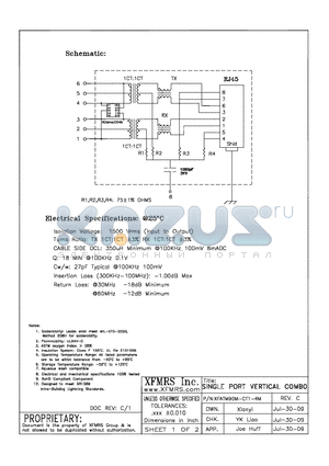 XFATM9DM-CT1-4M datasheet - SINGLE PORT VERTICAL COMBO