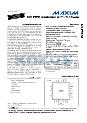 MAX5950ETJ datasheet - 12V PWM Controller with Hot-Swap