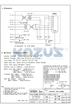 XFATM9LA-USBXU-2 datasheet - STACKED US COMBO