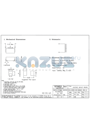 XFBPH-C8-403025 datasheet - UNLESS OTHERWISE SPECIFIED TOLERANCES -0.25 DIMENSIONS IN MM