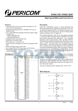 PI90LVB387A datasheet - High-Speed Differential Line Drivers