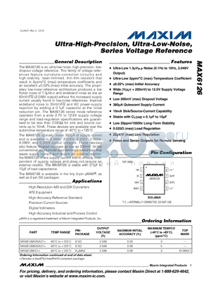 MAX6126_10 datasheet - Ultra-High-Precision, Ultra-Low-Noise, Series Voltage Reference