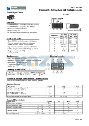TESDV5V0A datasheet - Steering Diode Structure ESD Protection Array