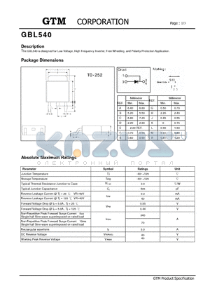 GBL540 datasheet - Low Voltage, High Frequency Inverter
