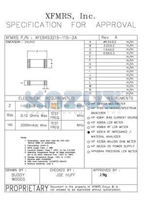 XFEB453215-115-2A datasheet - SPECIFICATION FOR APPROVAL