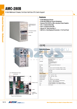 TF-AMC-280B-W-00 datasheet - 8-Slot Wallmount Chassis, Full-Size/ Half-Size CPU Cards Support