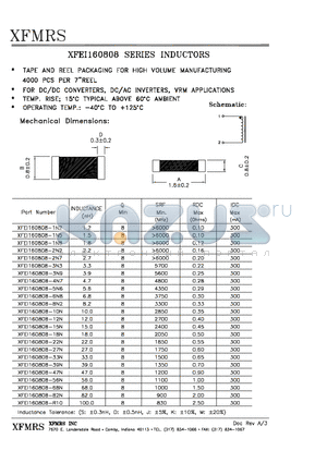 XFEI160808-12N datasheet - INDUCTORS