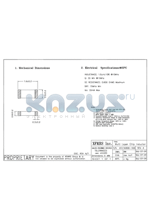 XFEI160808-1ROK datasheet - Multi Layer Chip Inductor