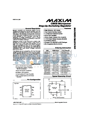 MAX630CSA datasheet - CMOS Micropower Step-UP Switching Regulator