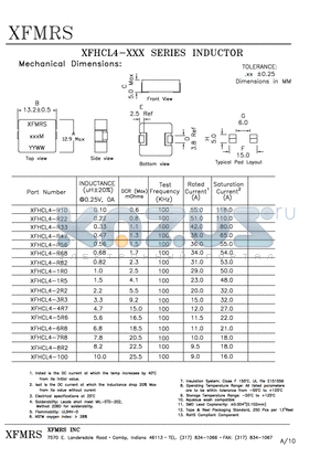 XFHCL4-4R7 datasheet - INDUCTOR