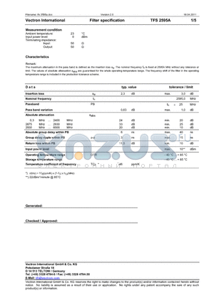 TFS2595A datasheet - Vectron International