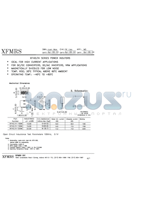 XFHCLTH-100M datasheet - POWER INDUCTORS