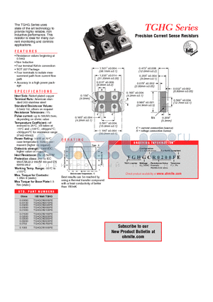 TGHGCR0200FE datasheet - Precision Current Sense Resistors