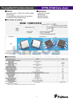 XFPM-115KPAR datasheet - Pre-amplified/5V Excitation/Absolute