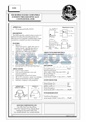 IS900 datasheet - MICROPROCESSOR COMPATIBLE SCHMITT TRIGGER OPTICALLY COUPLED ISOLATOR